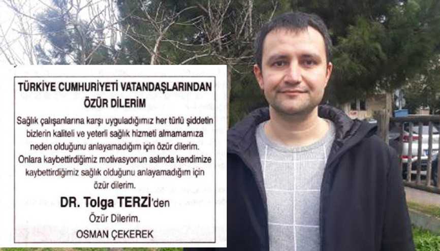 Doktoru tehdit etti, gazeteye özür ilanı verdi Doktoru tehdit etti, gazeteye özür ilanı verdi