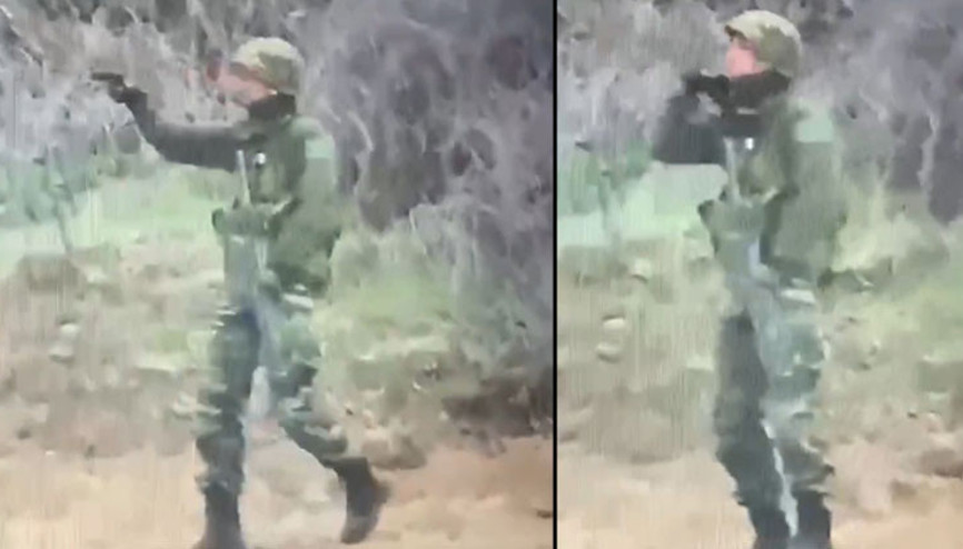 Şok görüntü: Yunan askerinden sığınmacılara sizi keseceğim hareketi