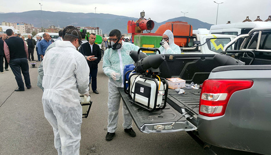 Osmaniye’de, toplu taşıma ve okul servis araçları dezenfekte edildi