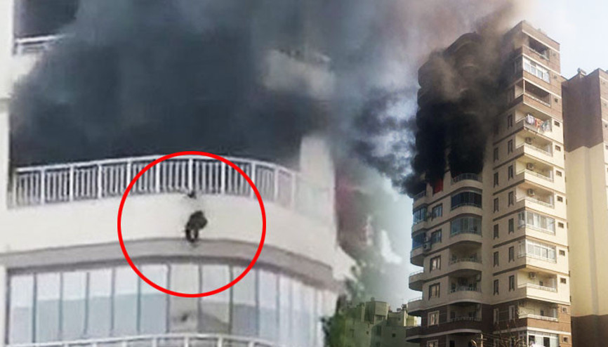 Mersinde feci olay Yangından korkan kadın 8. kattan aşağı düştü