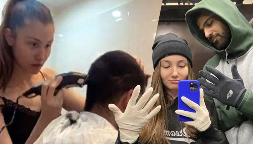 Oyuncu İlayda Akdoğan İran’da mahsur kalmıştı Sevgilisini tıraş etti