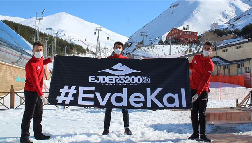 Palandökendeki kayak heyecanı Kovid-19 nedeniyle sona erdi