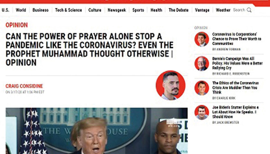 Newsweekten koronaya karşı Hz. Muhammedin tavsiyeleri