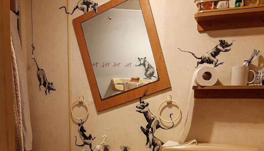 Banksy karantinada Sosyal medyadan paylaştı: Evden çalıştığım zaman eşim bundan nefret ediyor