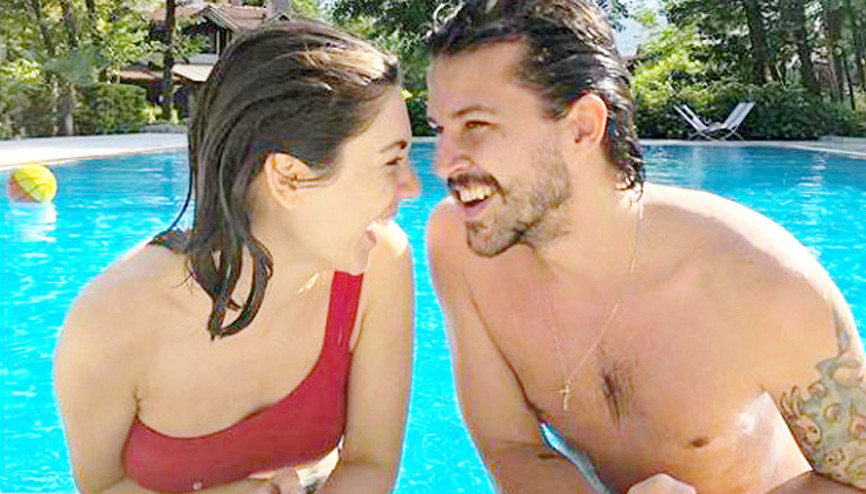 Fulya Zenginer ile Kuntay Tarık Evrenin havuz keyfi