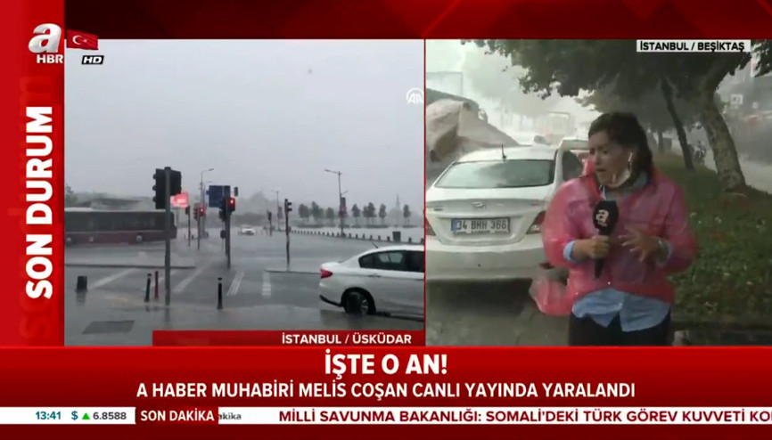 Son dakika... A Haber muhabiri Melis Coşanın canlı yayında yaralanma anı kamerada