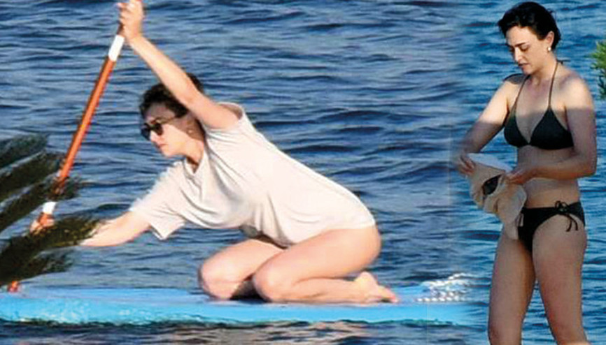 Esra Bilgiç kürek sörfü yaptı