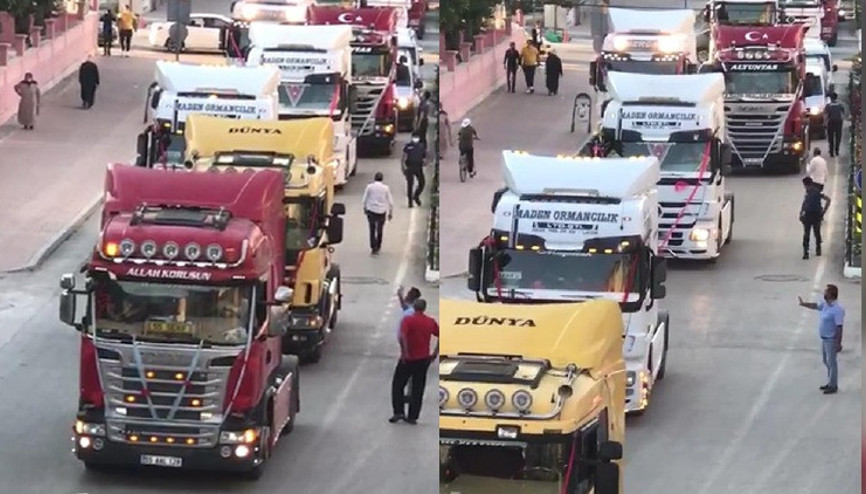 Düğün konvoyunda TIRlarla yolu kapattılar; ceza yediler