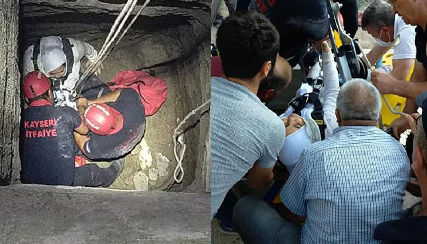 Korku dolu anlar İrem 15 metrelik su kuyusuna düştü...