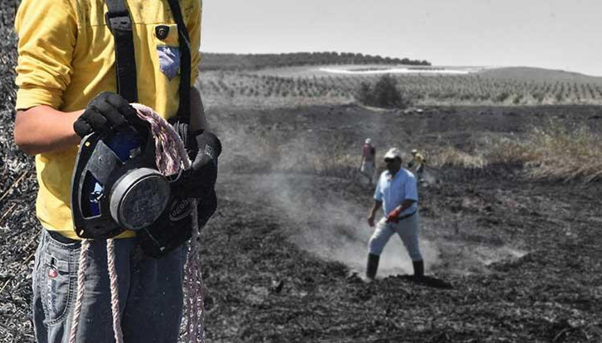 Salihlide gökyüzünü aydınlatan ışık hüzmesi sonucu sazlık alanda yangın çıktı