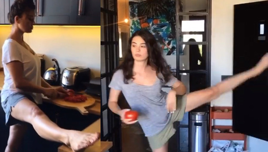 Nurgül Yeşilçay ve yeğeninin sıra dışı mutfak halleri