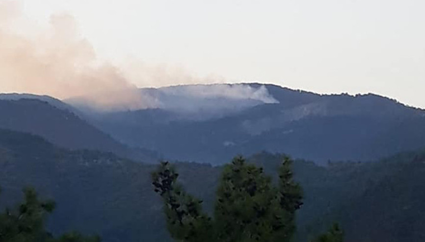 Çorum ile Sinop arasındaki orman yangınına havadan ve karadan müdahale