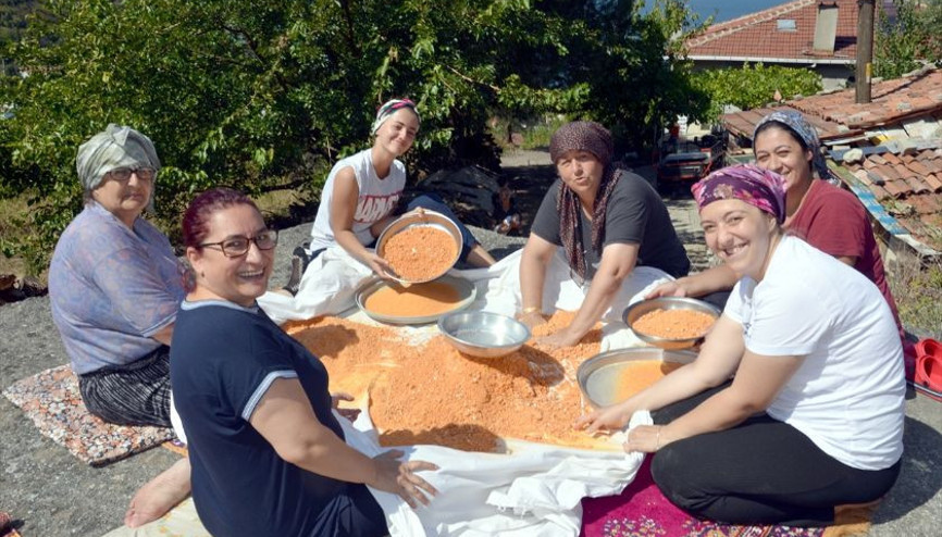 Karamürselde kadınların tarhana mesaisi başladı