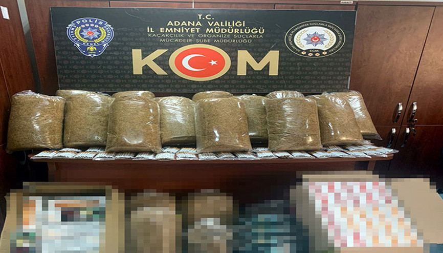 Adana’da 790 bin lira değerinde kaçak içki ve tütün ele geçirildi