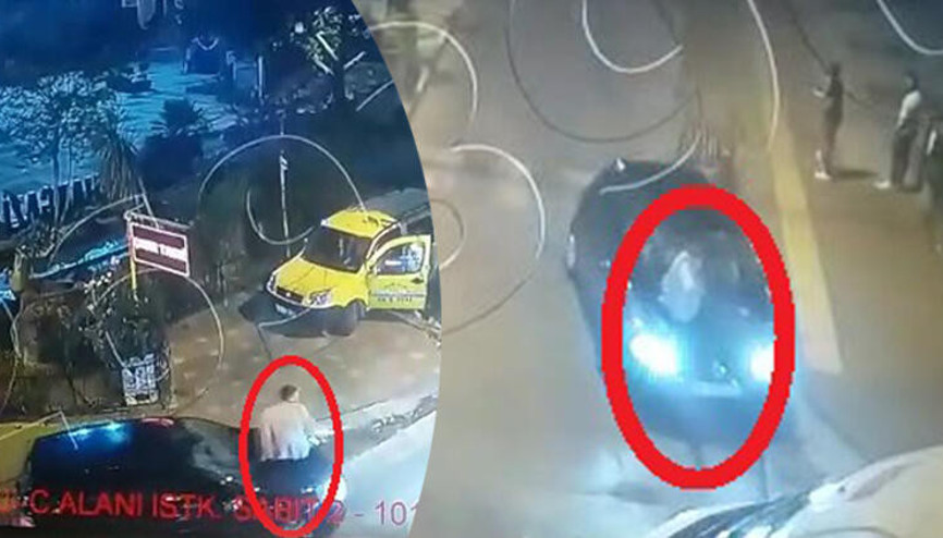 Ön camını tekmeleyen saldırganı kaputun üzerinde emniyete götürdü Ön camını tekmeleyen saldırganı kaputun üzerinde emniyete götürdü