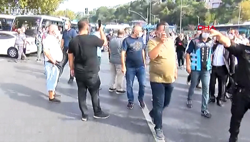 Haremde minibüsçüler ve polis arasında gerginlik