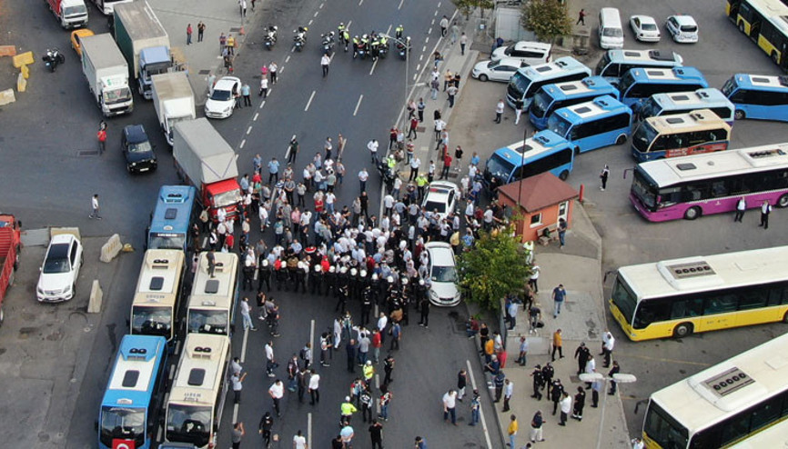 Haremde minibüsçü eyleminde gerginlik