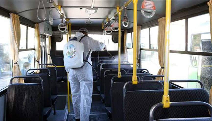 Tokat’ta toplu taşıma araçları dezenfekte ediliyor
