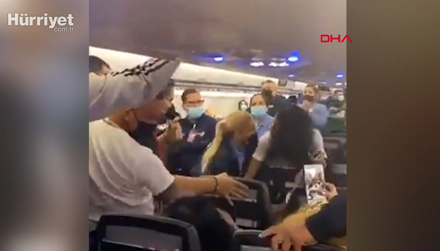 Ortalık bir anda karıştı Porto Rikoda yolcu uçağında maske kavgası