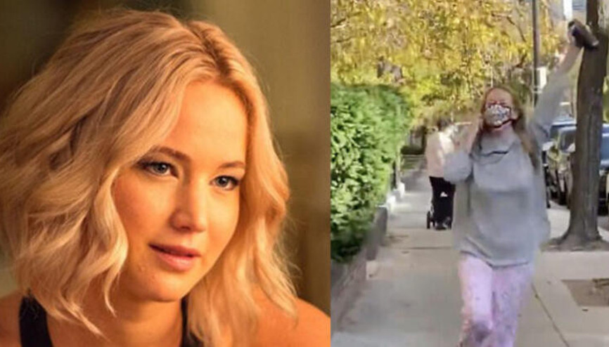 Jennifer Lawrence, Bidenın zaferini pijamalarıyla sokakta kutladı
