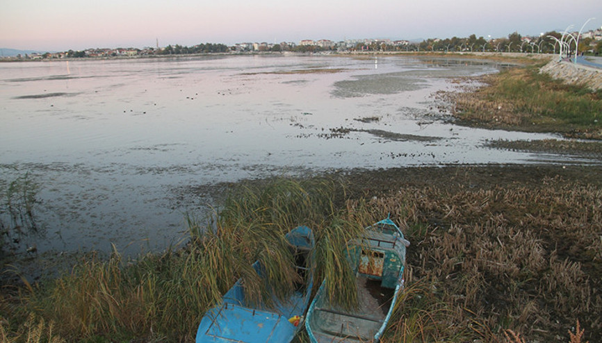Beyşehir Gölünde sular çekildi, kıyılarda sazlıklar oluştu