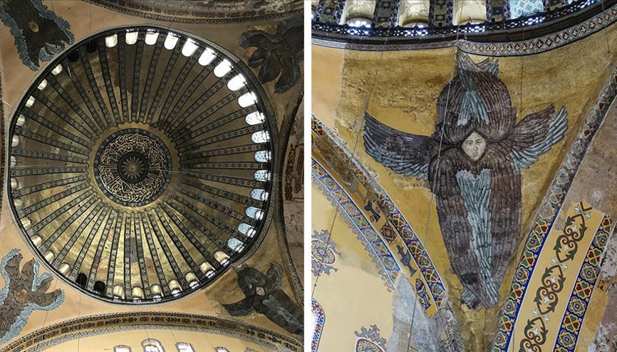 Ayasofya Camisinde Serafim Meleği figürü, vaiz kürsüsü ve mahfil yeniden gün yüzüne çıktı