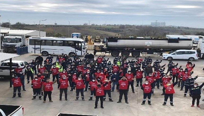 Tekirdağ Büyükşehir Belediyesi işçilerinden iş bırakma eylemi