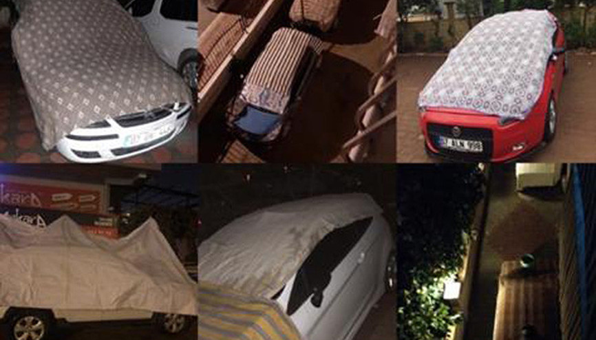 Son dakika haberleri... Antalyada turuncu alarm verildi Araçları naylon, kilim ve brandalarla örttüler