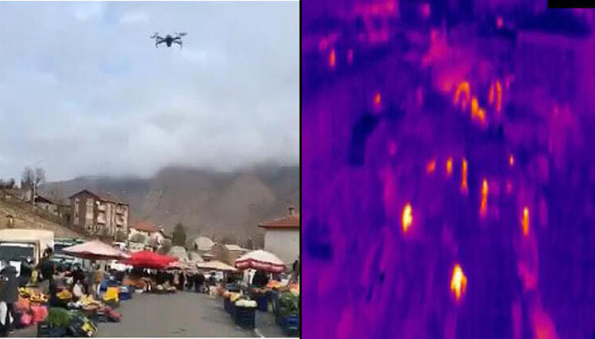 Divriğide pazarda dronlu ateş ölçümü