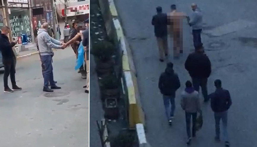 Eşi ile ilişki yaşadığını iddia ettiği kişiyi sokak ortasında çırılçıplak gezdirdi
