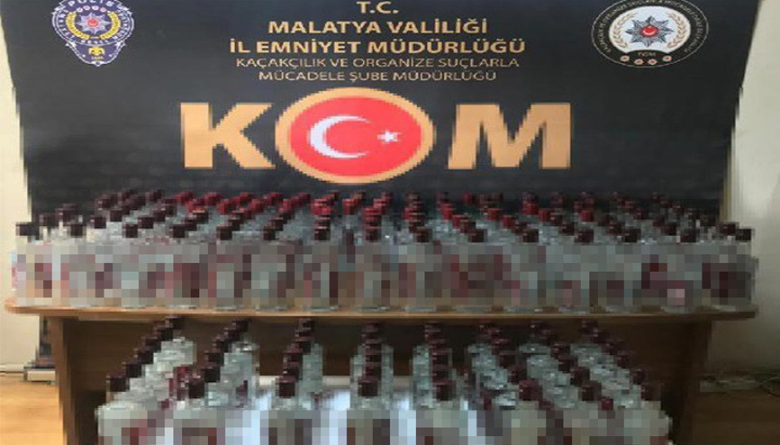 Malatyada 125 litre sahte içki ele geçirildi