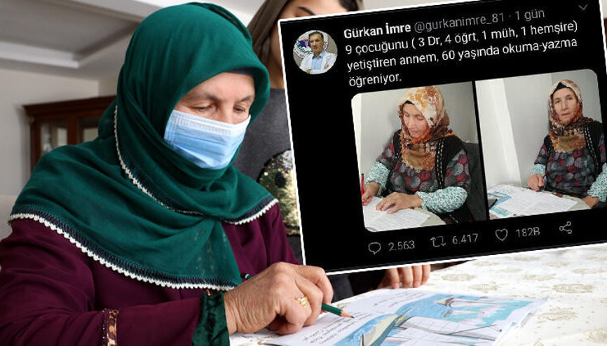 9 çocuğunu okuttu şimdi okuma yazma öğreniyor 9 çocuğunu okuttu şimdi okuma yazma öğreniyor