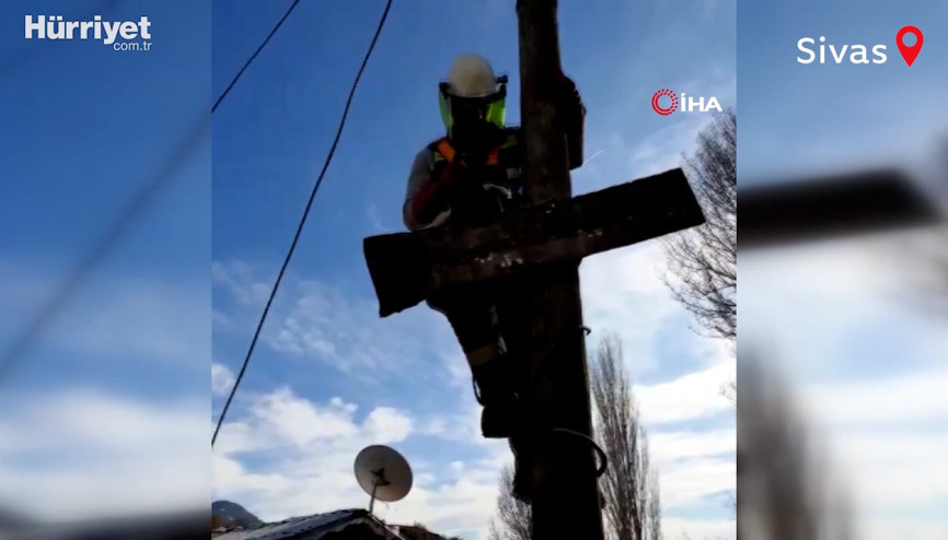 Direkte mahsur kalan kediyi böyle kurtardı