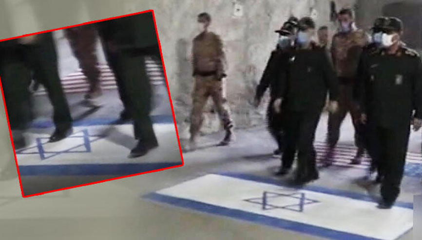 İran Devrim Muhafızı Komutanı ABD ve İsrail bayrağını çiğnedi