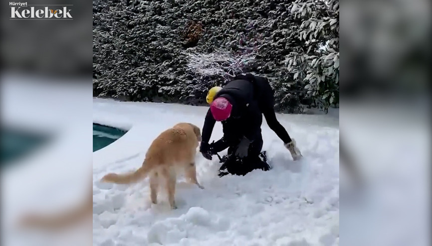 Beren Saat ile Kenan Doğulu kar keyfi yaptılar