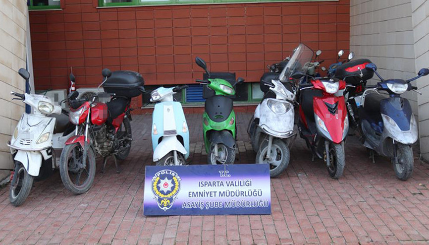 Isparta’da 7 motosiklet çalan hırsız tutuklandı