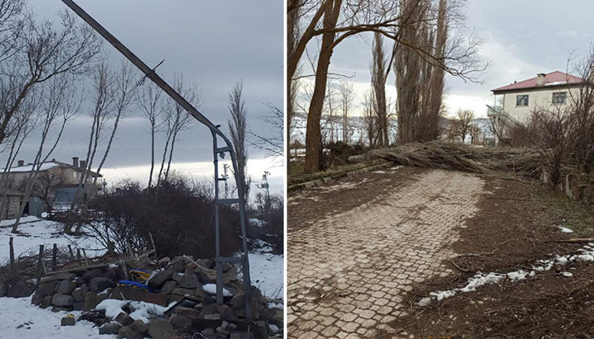 Tokatta şiddetli rüzgar; ağaçlar devrildi, elektrik kabloları koptu