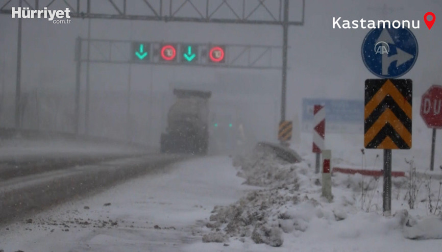 Ilgaz Dağında kar yağışı ve tipi etkili oluyor