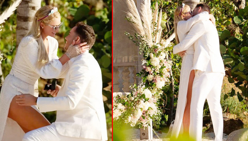 Dördüncü kez nişanlandı: Elmas yüzükle önünde diz çöktü