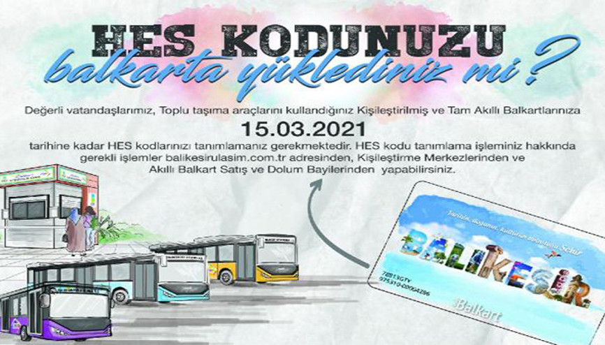 Balıkesir Belediyesi toplu ulaşımda HES kodu zorunluluğu getirdi