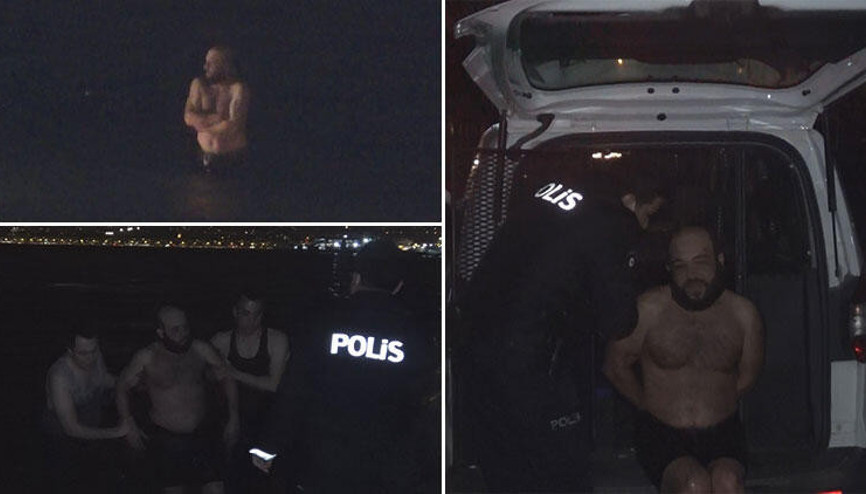 Gözaltına alınmaktan kaçmak için denize atladı
