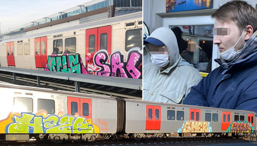 Ankarada şaşkına çeviren olay Rus gençler metro trenini boyarken yakalandılar