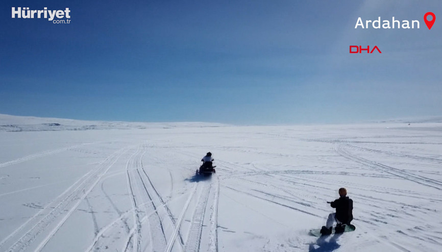 Çıldır Gölünde snowboard ve drift