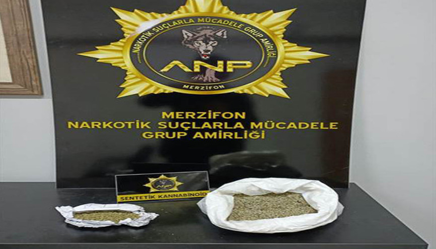 Amasyada yolcu otobüsünde sentetik uyuşturucuyla yakalanan zanlı gözaltına alındı