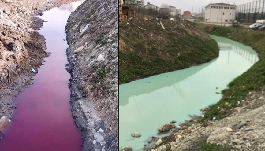 Arnavutköyde kırmızı akan dere daha önce de mavi ve yeşil akmış