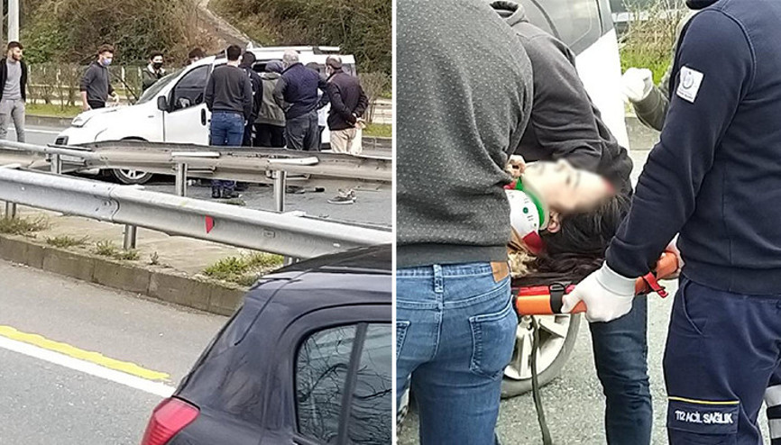 Hafif ticari araç refüje çarptı; genç kadın yaralandı