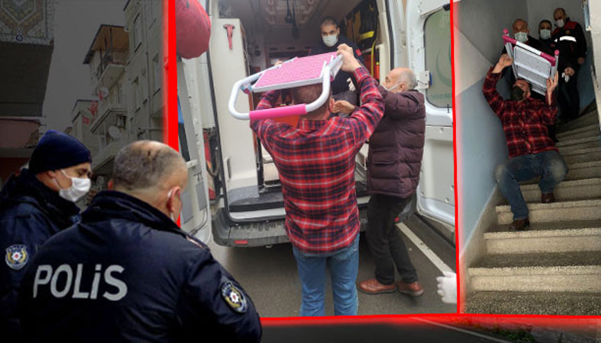 Talihsiz kaza Kafasına saplanan merdivenle ambulansa bindirildi