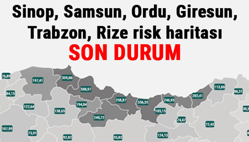 Sinop, Samsun, Ordu, Giresun, Trabzon, Rize risk haritası.. Yüksek risk devam ediyor.. Koronavirüs risk haritasında illerimizdeki son durum