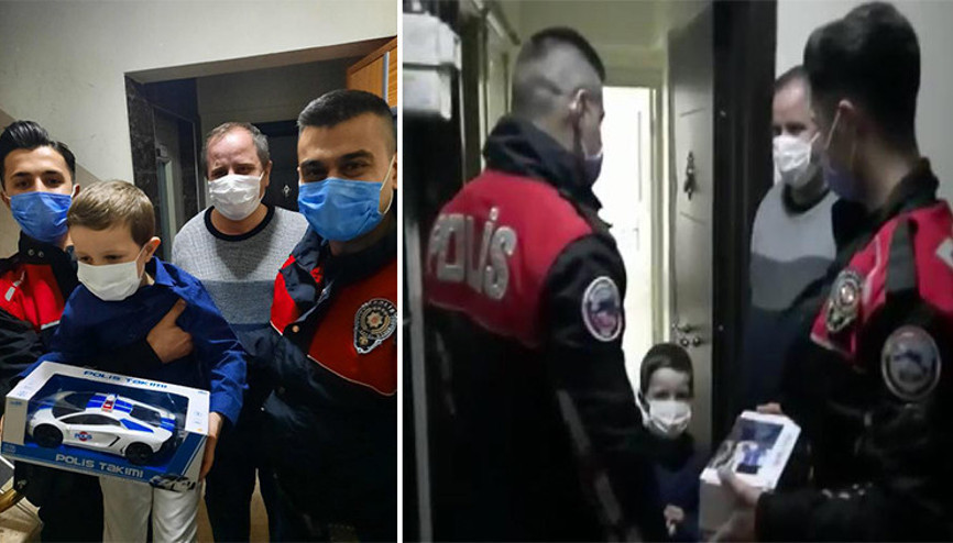 Esenyurtta 5 yaşındaki Serdara polisten doğum günü sürprizi