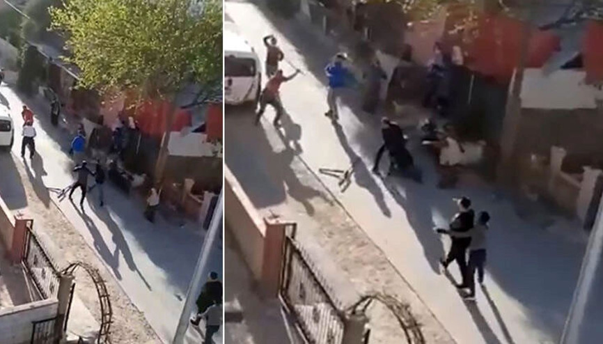Antalyada komşuların taşlı sopalı kavgası